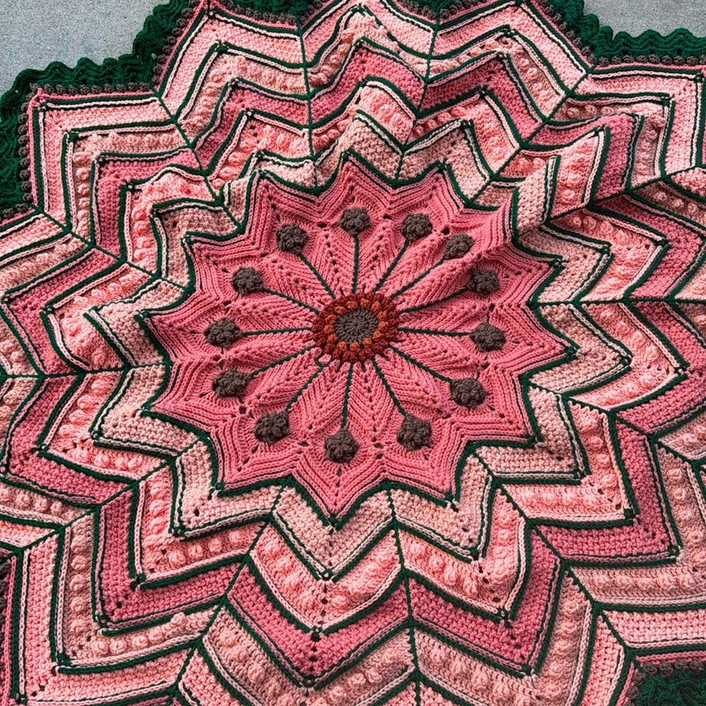 Homemade Afghan Flower Petal Blanket
